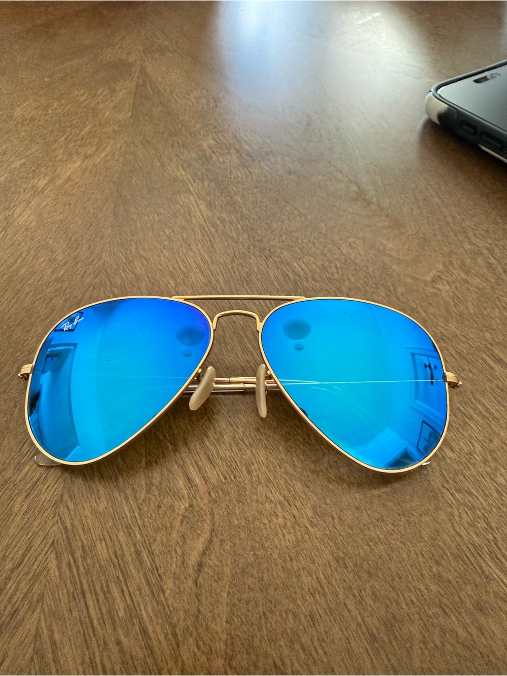 Ray-Ban Aviator Sunglasses - Gold Frame with Blue Lenses